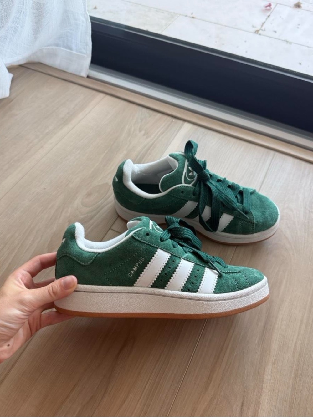 adidas woman’s Campus Suede Sneakers in Green